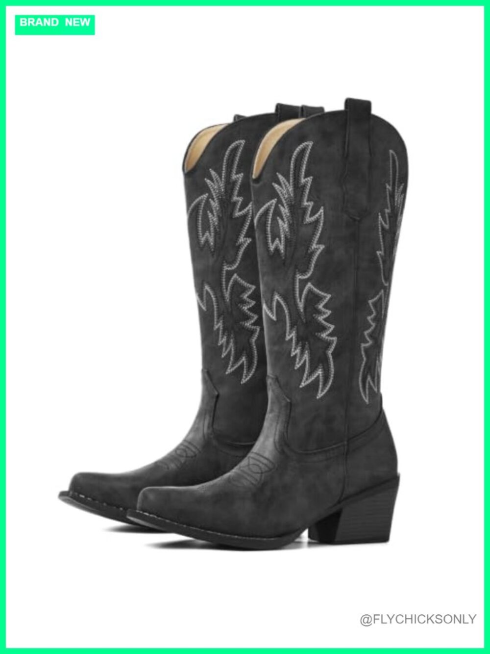 Women's Snip Toe Cowboy Boots Mid Calf Wide Calf Faux Leather